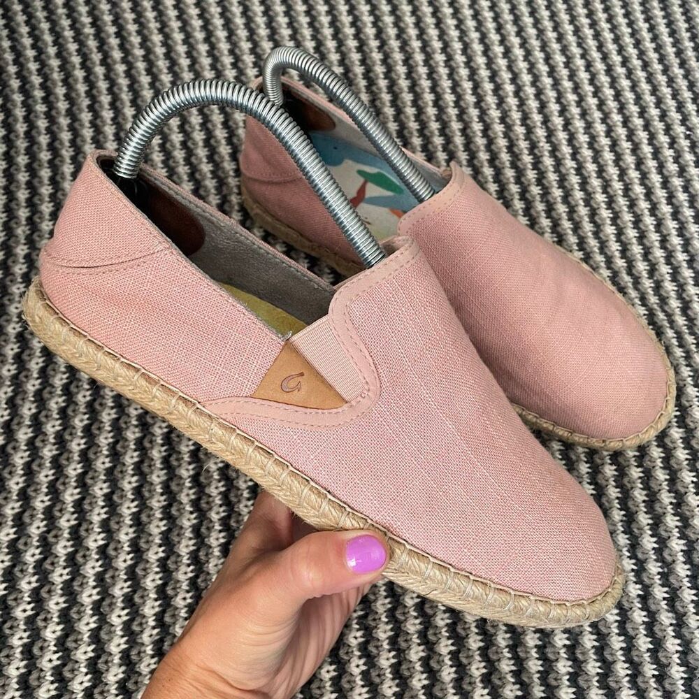 Olukai Kaula Paakapa pink canvas espadrille women’s shoe size 8